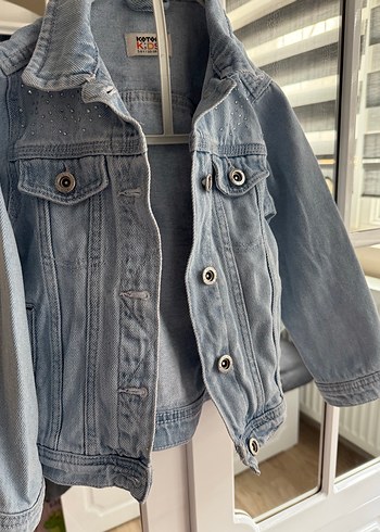 Kız Çocuk mavi Düğmeli Denim Ceket - Görsel 3
