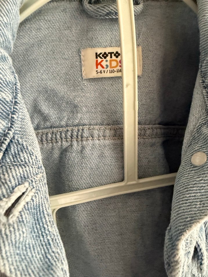 Kız Çocuk mavi Düğmeli Denim Ceket - Görsel 2