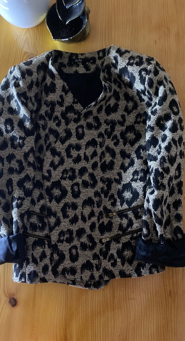 Kahverengi Leopar Desenli Kedi Ceketi - Görsel 2