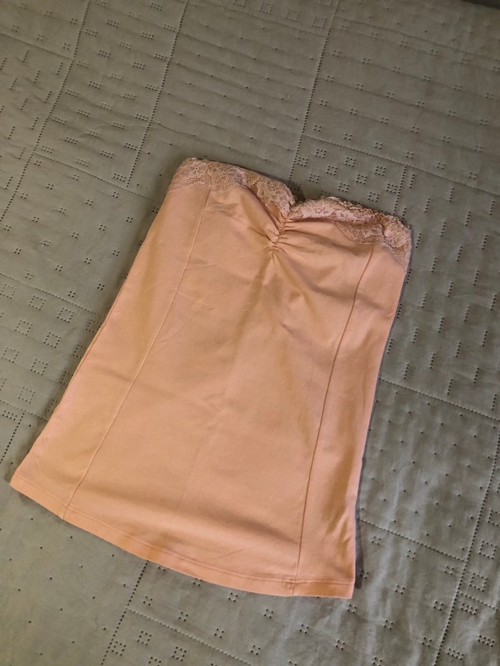 Soft pembe dantelli crop - Görsel 2