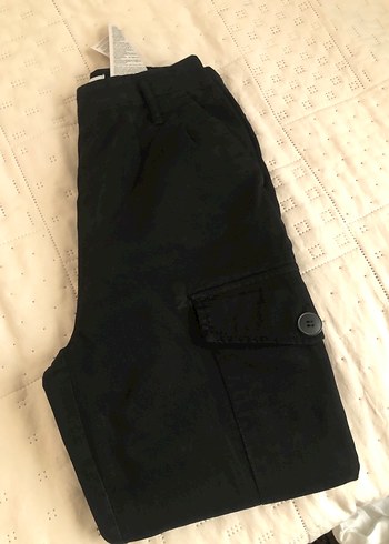 Bershka Siyah Düğmeli Streetwear Pantolon Kargo
