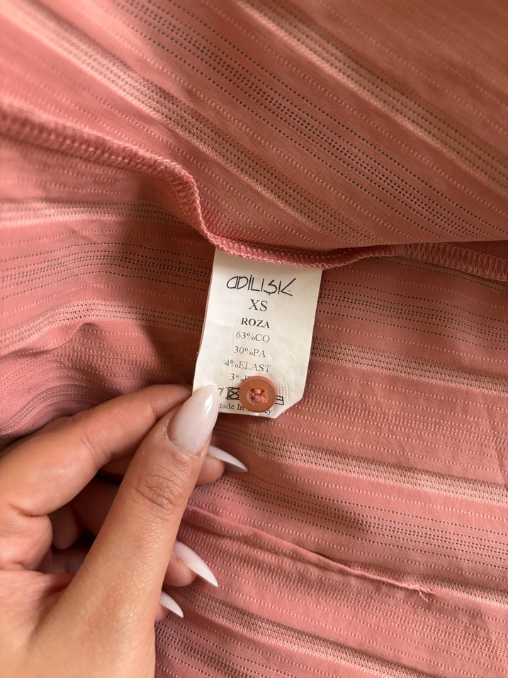 Düğmeli Pembe Çizgili Kadın Gömlek - Görsel 4