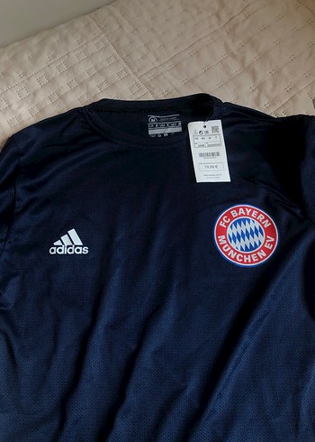 Erkek Lacivert Adidas FC Bayern Spor Tişörtü