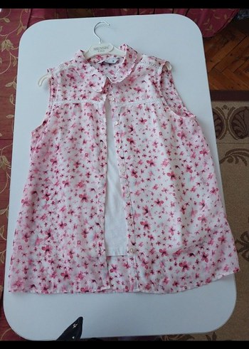 LC Waikiki Kız Çocuk Pembe Çiçek Desenli Kolsuz Gömlek