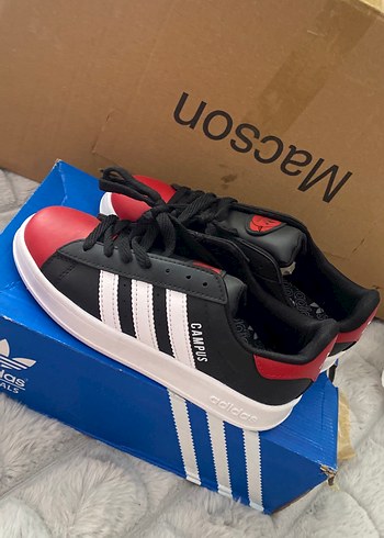 Siyah Kırmızı Adidas Campus Spor Ayakkabı