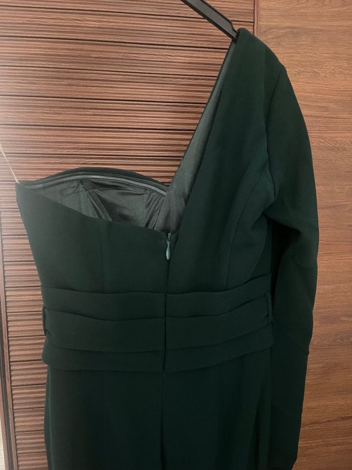 Yeşil Drapeli Uzun Abiye Elbise - Görsel 3