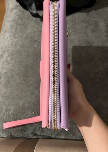 Elle Renkli Deri Fermuarlı Kadın Portföy Cüzdan