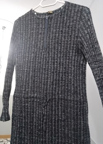 Gri Kadın Uzun Triko Elbise - Görsel 2