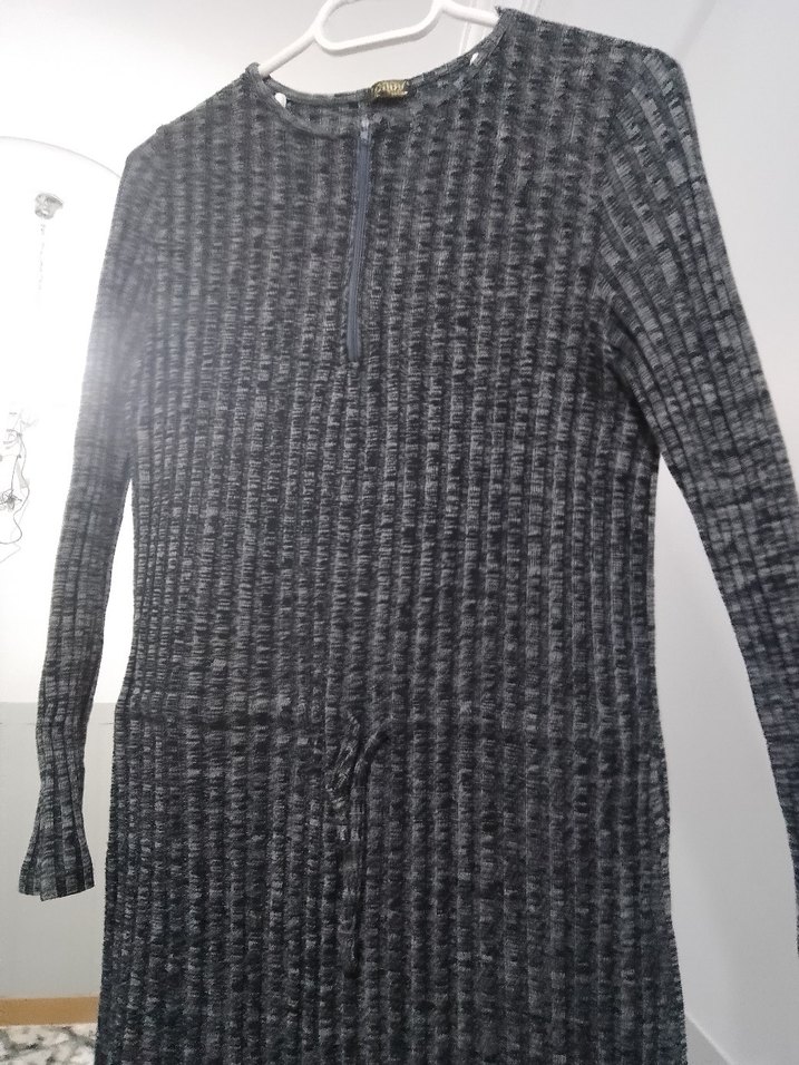 Gri Kadın Uzun Triko Elbise - Görsel 2