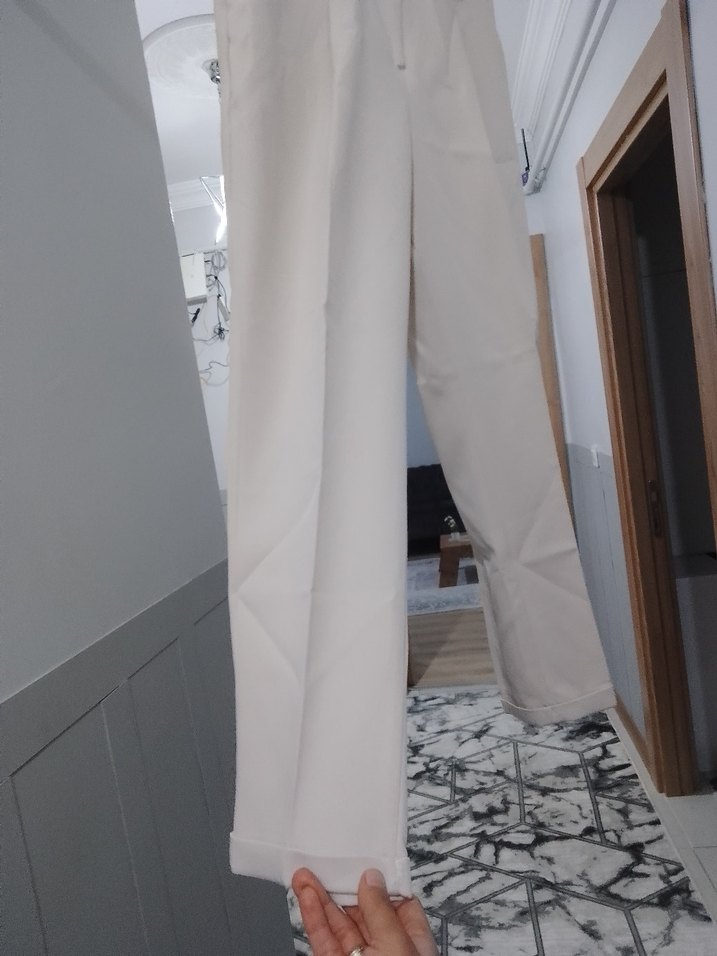 Bej Midi Kadın Kumaş Pantolon - Görsel 2