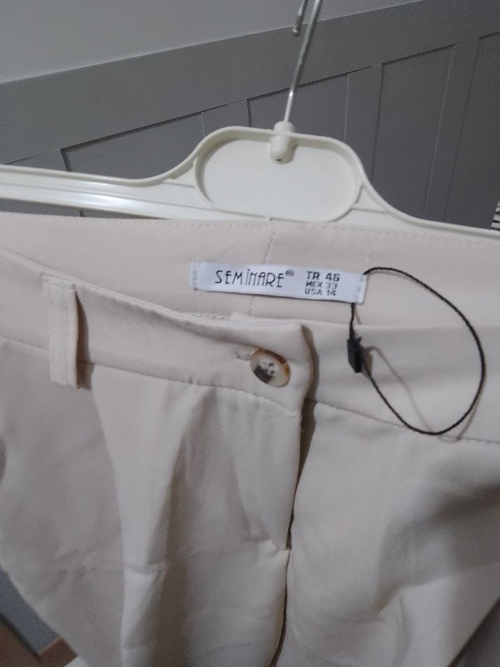 Bej Midi Kadın Kumaş Pantolon - Görsel 3