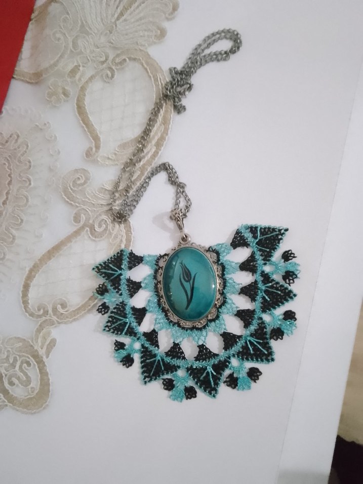 Turkuaz Boncuklu Mini Bohem Kolye - Görsel 2