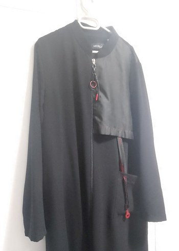 Kadın Siyah Uzun Goth ferace ince yazlık ceket - Görsel 3