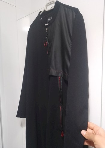 Kadın Siyah Uzun Goth ferace ince yazlık ceket - Görsel 2