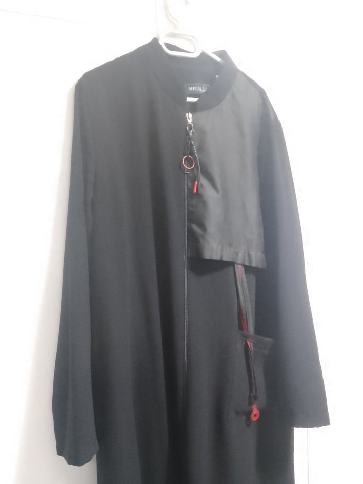 Kadın Siyah Uzun Goth ferace ince yazlık ceket - Görsel 3