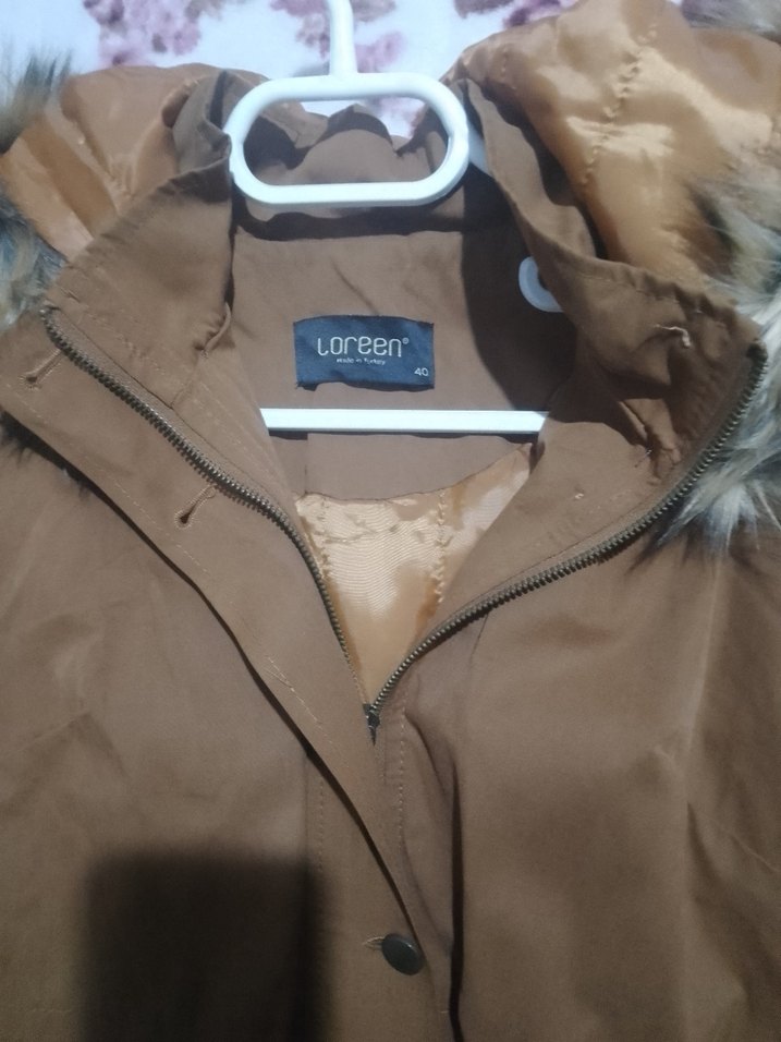 Kürklü Bej Uzun Kadın Kışlık Mont - Görsel 5