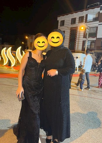 Siyah Straplez Uzun Elbise - Görsel 2