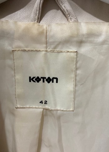 42 Beden gri Renk Bej Mini Deri Kadın Ceket