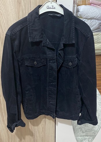 Siyah Düğmeli Kadın Denim Ceket
