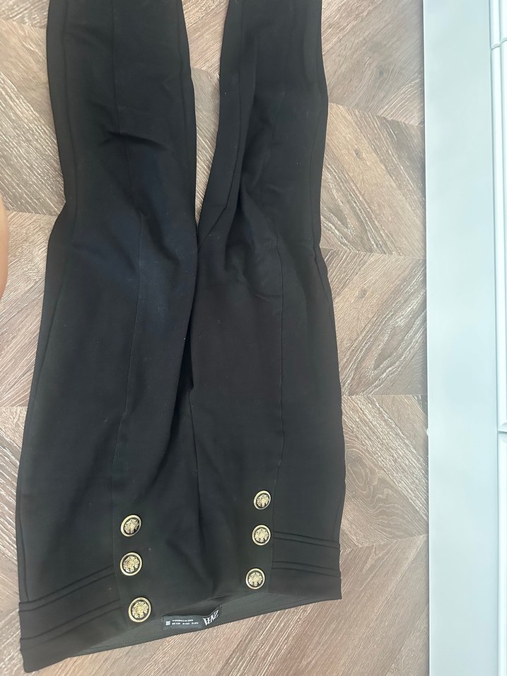 Düğmeli Siyah Kadın Kumaş Pantolon - Görsel 3