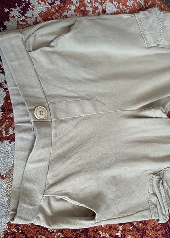 Bej Kemerli Kadın Bol Kesim Pantolon - Görsel 5