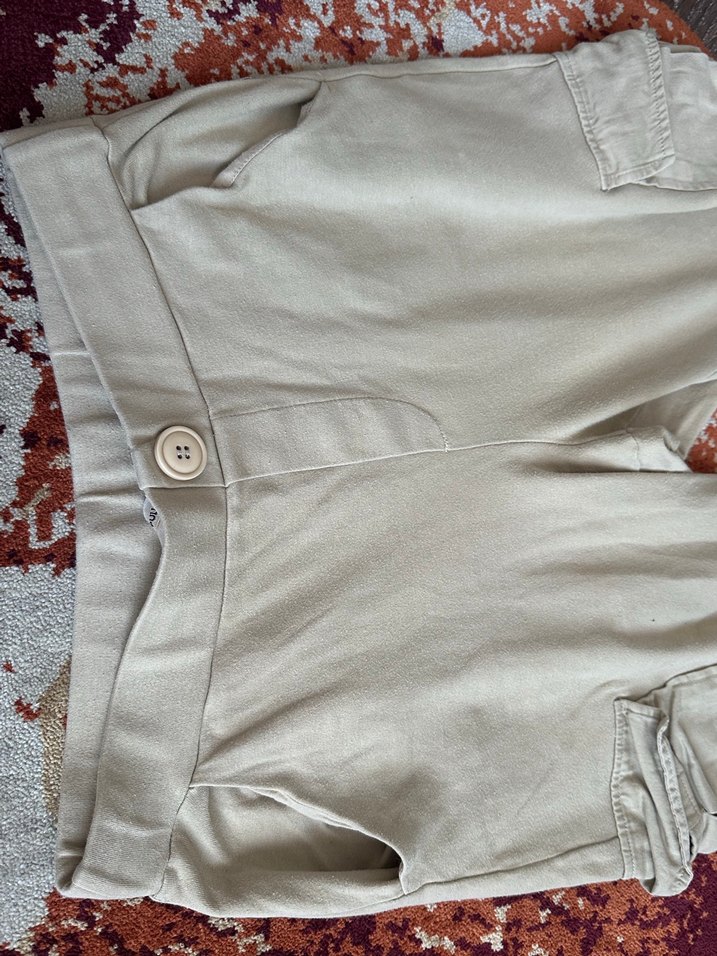 Bej Kemerli Kadın Bol Kesim Pantolon - Görsel 5