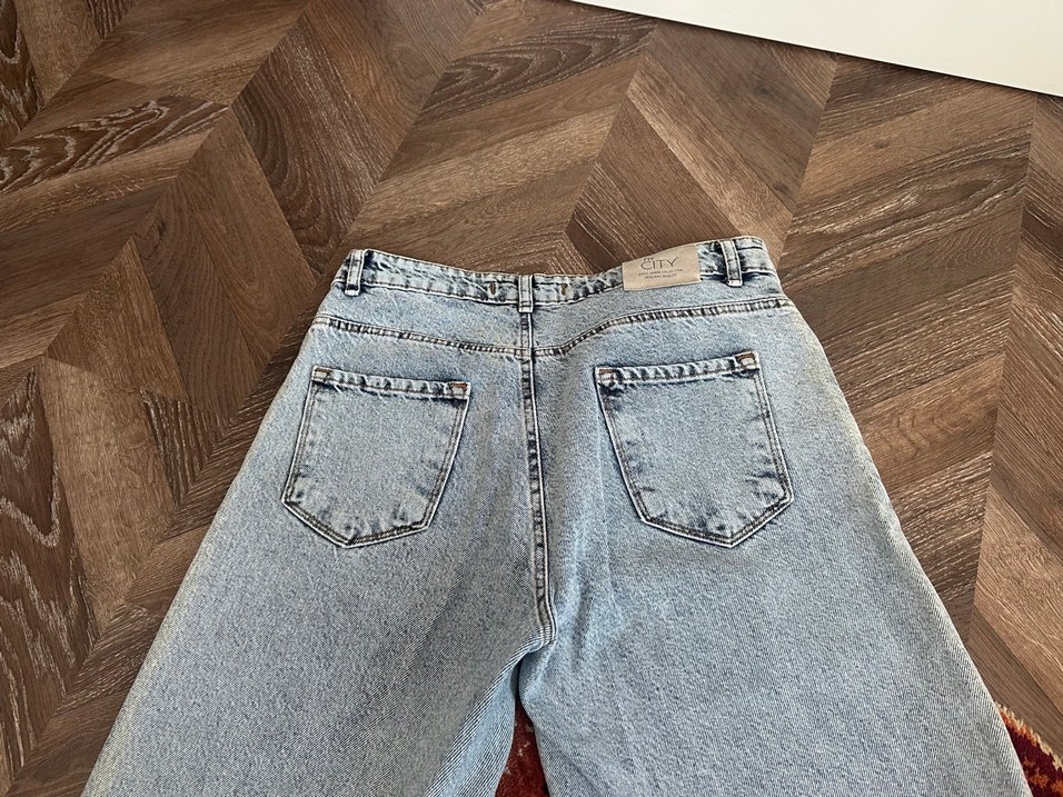 Kadın Uzun Kot Pantolon Geniş kalıp - Görsel 3