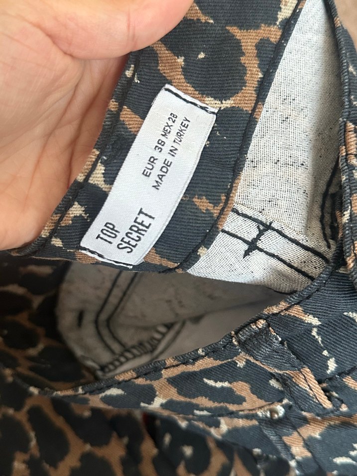 Kahverengi Leopar Desenli Kadın Salaş Kumaş Pantolon - Görsel 3