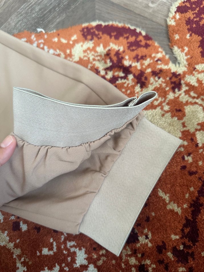 Bej Kadın Salaş Kumaş Pantolon Kemerli - Görsel 2