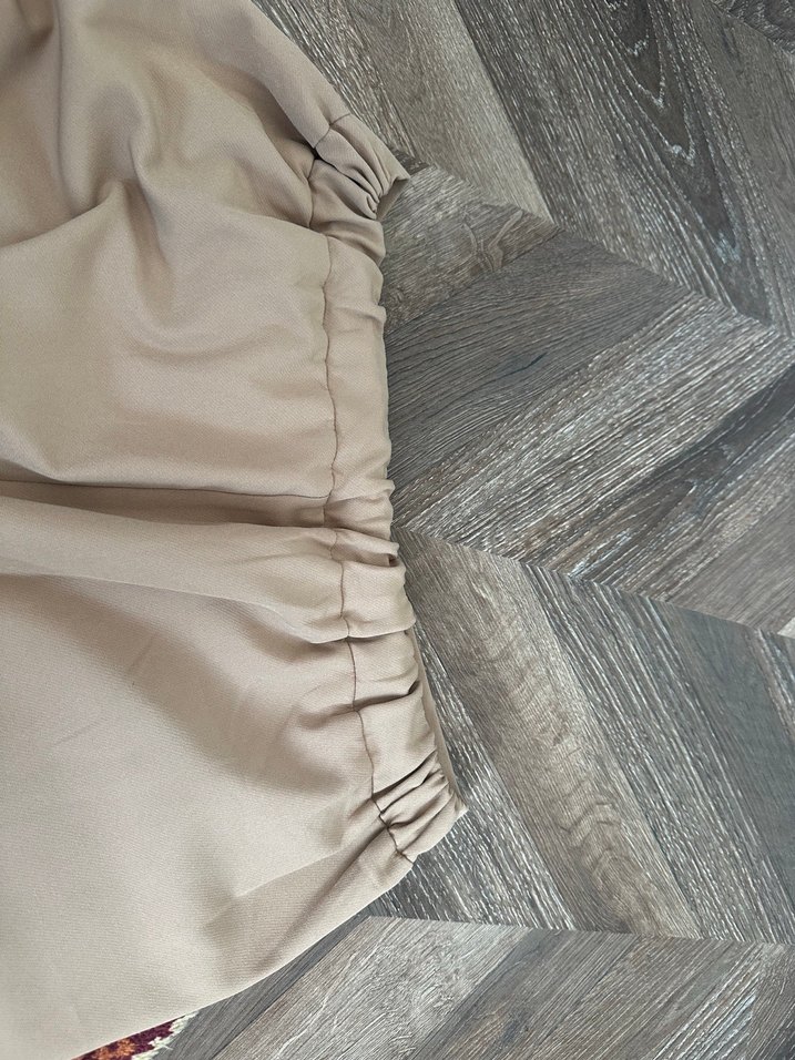 Bej Kadın Salaş Kumaş Pantolon Kemerli - Görsel 5