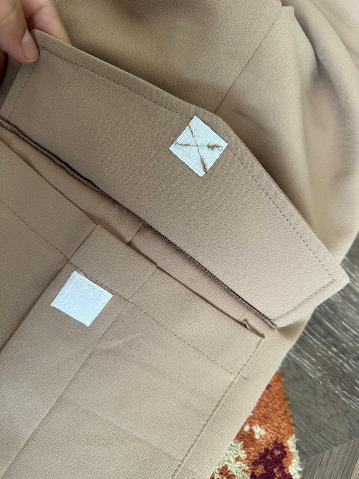 Bej Kadın Salaş Kumaş Pantolon Kemerli - Görsel 4