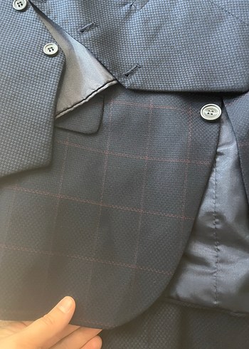 Erkek Lacivert Takım Elbise, Regular Fit, Düğmeli - Görsel 2