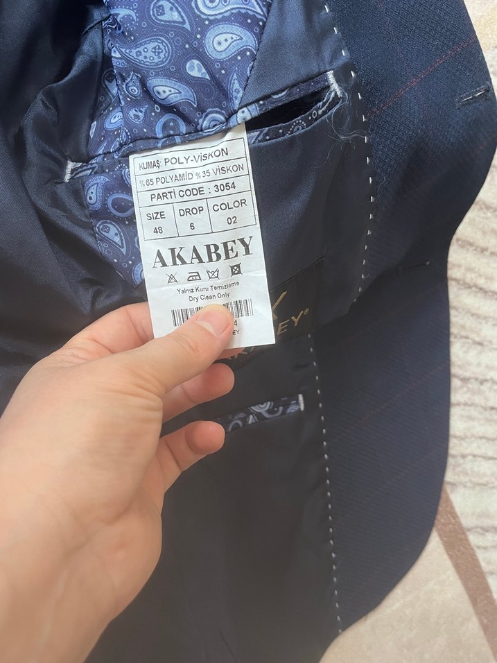 Erkek Lacivert Takım Elbise, Regular Fit, Düğmeli - Görsel 3