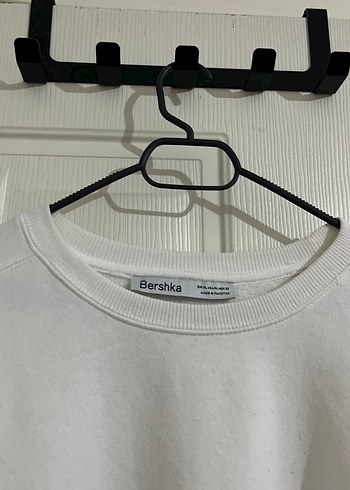 Beyaz Kadın Uzun Kollu Oversize Sweatshirt - Görsel 2