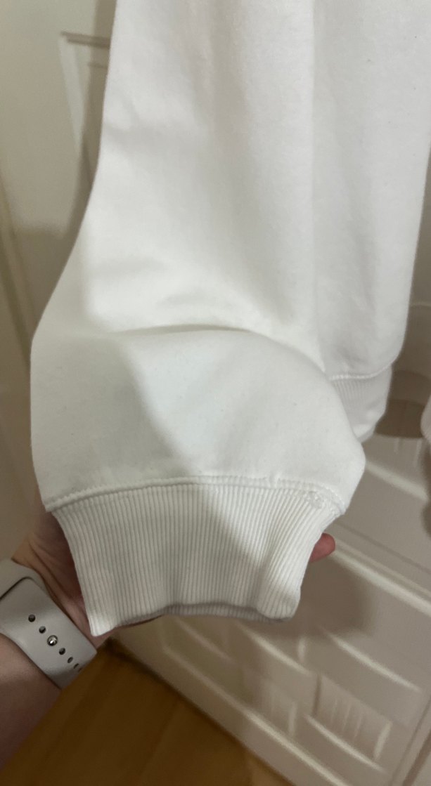 Beyaz Kadın Uzun Kollu Oversize Sweatshirt - Görsel 4