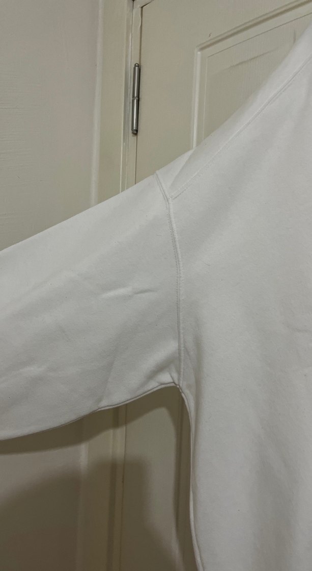 Beyaz Kadın Uzun Kollu Oversize Sweatshirt - Görsel 3