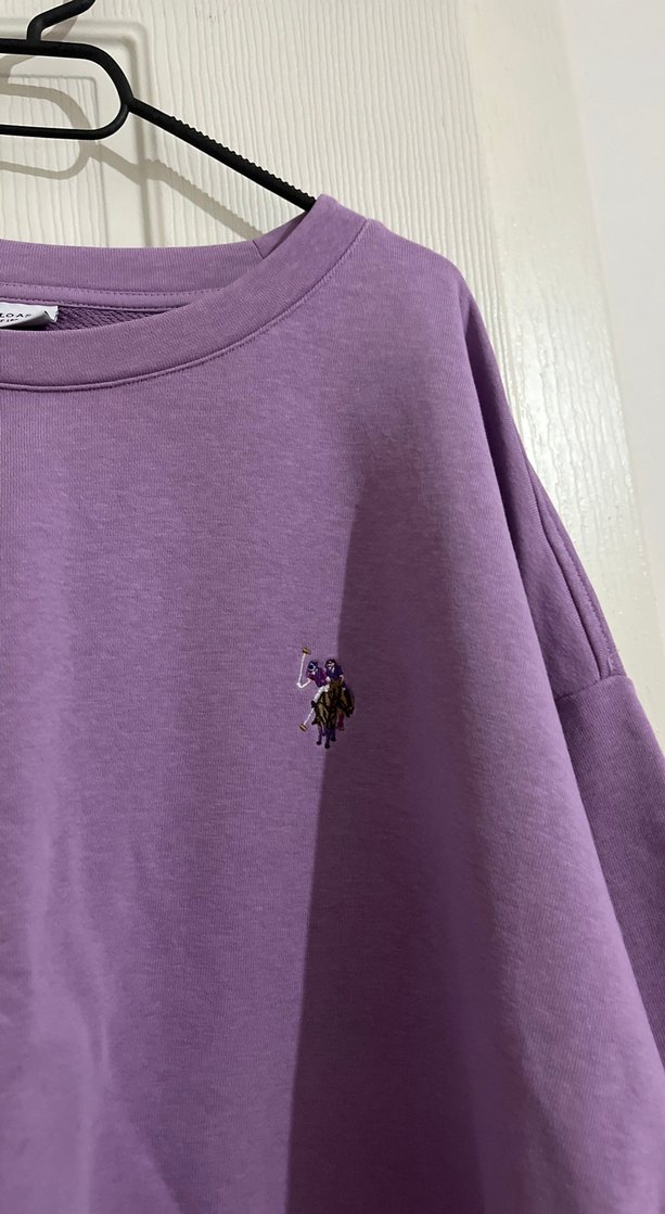 Mor Kadın Sweatshirt, Yuvarlak Yaka, Uzun Kollu - Görsel 3