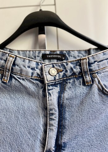 40 Beden Kadın açık mavi Midi Bol Kesim Denim Jean