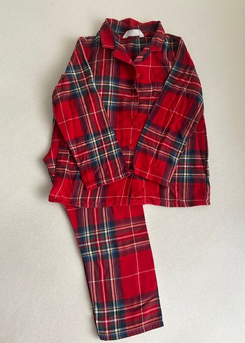 Kırmızı Ekose Düğmeli Erkek Çocuk Pijama Takımı