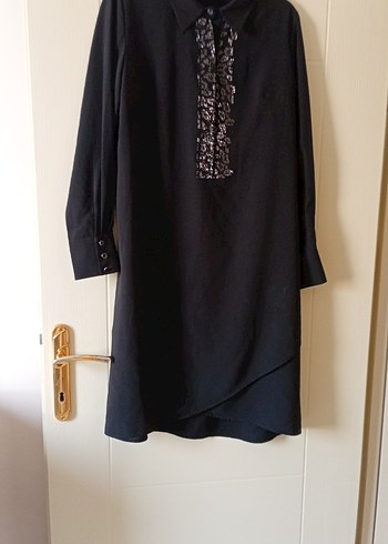 Diğer Siyah Nakışlı Hamile Midi Tunik
