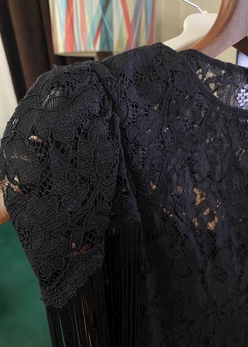Trendyol & Milla Püsküllü V Yaka Siyah Gotik Uzun Elbise