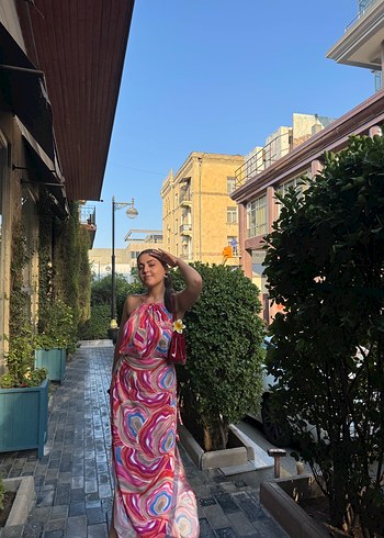 Askılı, Salaş, Uzun Batik Desenli Elbise