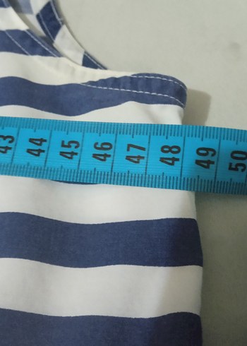 m Beden Mavi Çizgili Kolsuz Gömlek