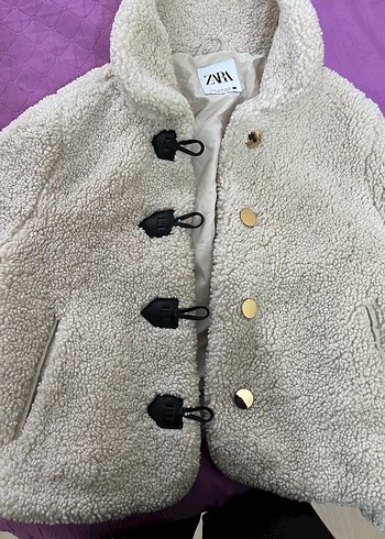xs Beden Beyaz Peluş Detaylı Midi Kaban