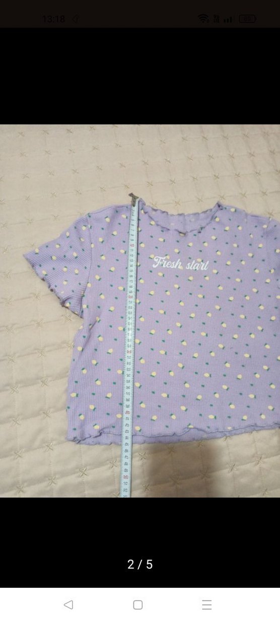 Mor Kısa Kollu Kız Örgü Tişört - Görsel 2