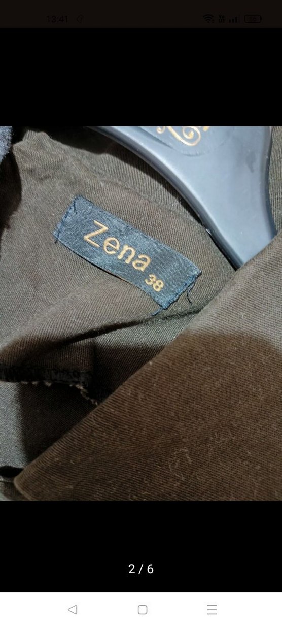 Kadın Koyu Hâki yeşil Keten Kuşaklı Uzun Trençkot - Görsel 2