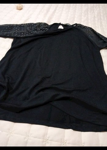 Uzun Kollu Siyah Payetli Bluz - Görsel 5