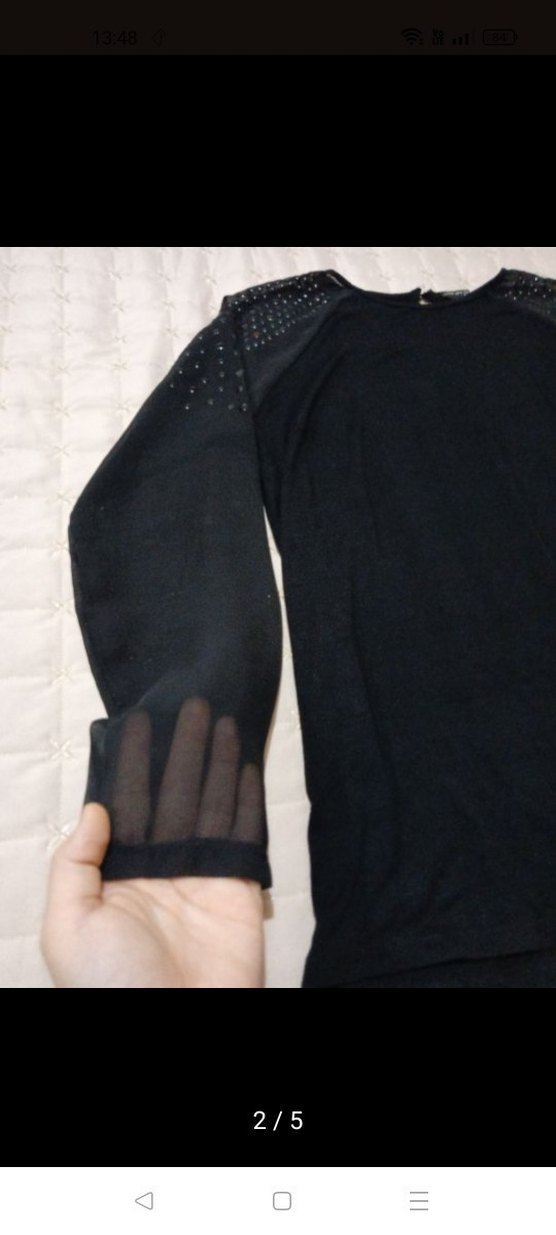 Uzun Kollu Siyah Payetli Bluz - Görsel 2