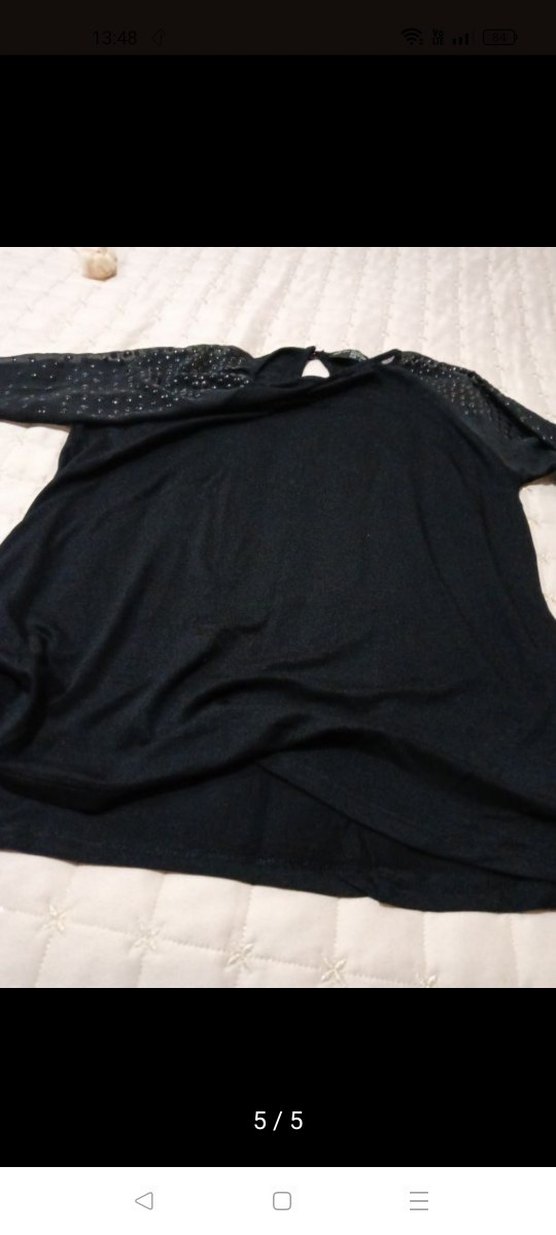 Uzun Kollu Siyah Payetli Bluz - Görsel 5