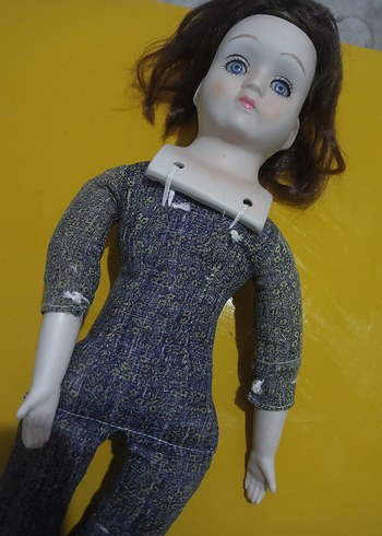 Antika porselen başlı kumaş gövdeli vintage bebek. 1930 - Görsel 5